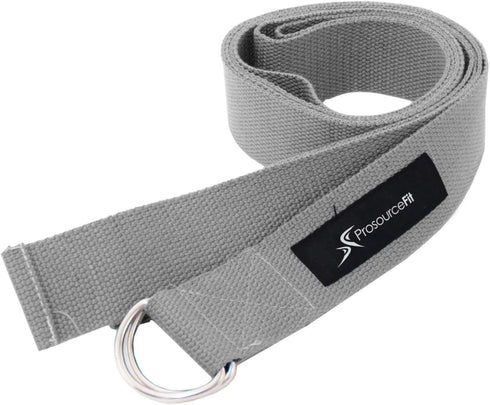 ProsourceFit Metal D-Ring Yoga Strap - 8’ Durable Cotton for Stretching and Flexibility