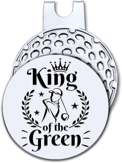 Hafhue King of The Green Golf Ball Marker with Magnetic Hat Clip, Funny Golf Gifts for Men, Dad, Grandpa, Birthday