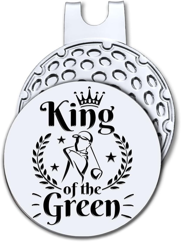 Hafhue King of The Green Golf Ball Marker with Magnetic Hat Clip, Funny Golf Gifts for Men, Dad, Grandpa, Birthday