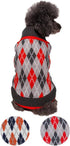 Blueberry Pet Chic Argyle Dog Sweater, Charcoal and Scarlet Red, Back Length 12", Pack of 1