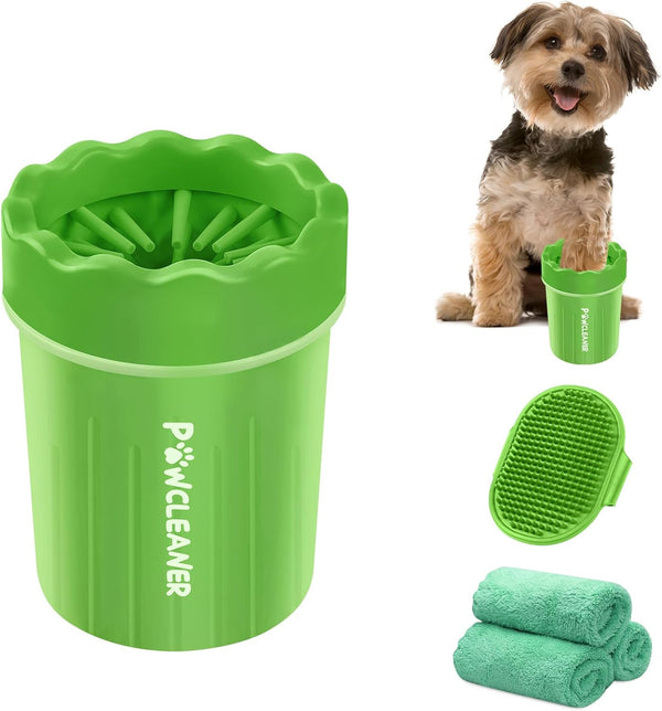 Dog Paw Cleaner, Portable Pet Cleaning Silicone Brush with 3 Absorbent Towels for Small Breed Dogs