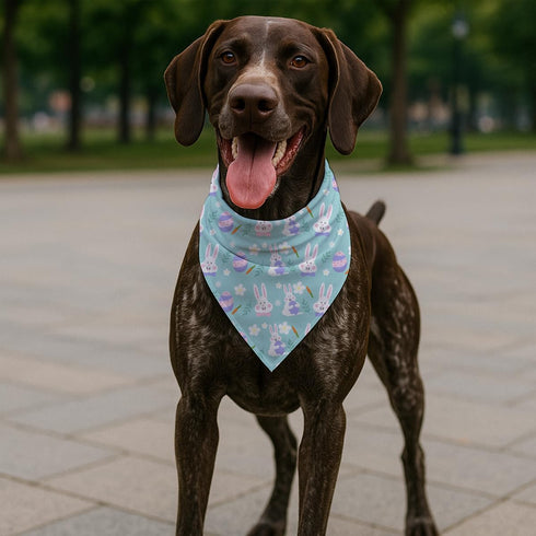 YJIKRTVT Easter Dog Bandana, Cute Bunny & Egg Triangle Pet Scarf, Spring Holiday Puppy Bib with Carrot and Flower