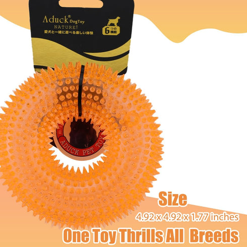 Aduck Dog Squeaky Chew Toys for Aggressive Chewers, Non-Toxic Soft Natural Rubber, Cute Crystal Ring Design - 4.92
