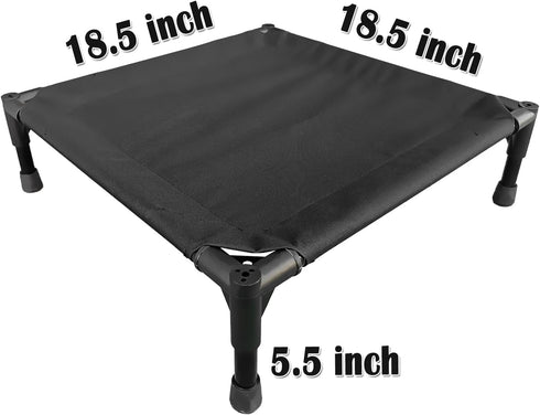 Love&go Elevated Dog Bed - Metal Frame Cooling Raised Pet Cot for Dog and Cat - Small 18.5x18.5x5.5 inch, Black