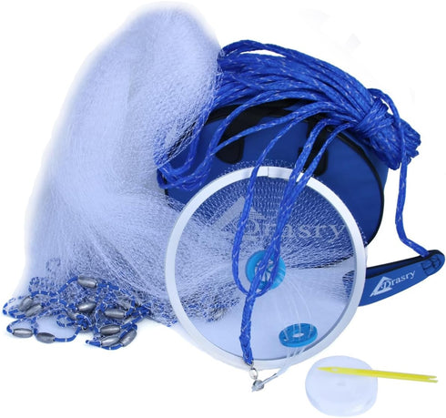 Drasry Fishing Cast Net with Aluminum Ring 3/8 or 1/2 Mesh for