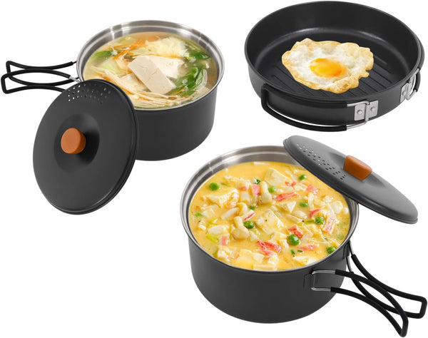 Josbuynls Camping Cookware Pots and Pans Set, 304 Stainless Stee Camping Cookware Mess