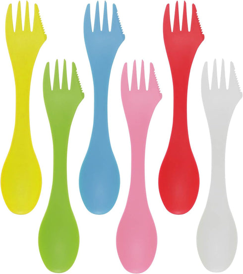 Honbay 6PCS Colorful BPA Free Tritan Sporks - Versatile 3 in 1 Utensil Spoon, Fork & Knife Combo