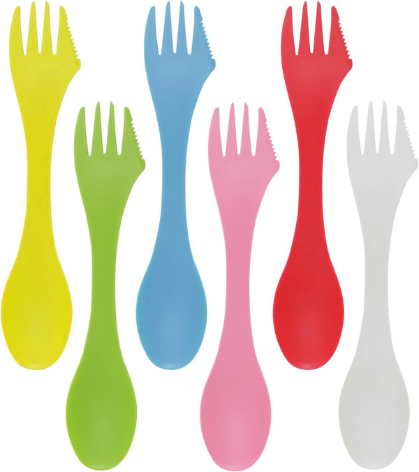 Honbay 6PCS Colorful BPA Free Tritan Sporks - Versatile 3 in 1 Utensil Spoon, Fork & Knife Combo