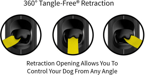 TUG 360° Tangle-Free Reflective Retractable Dog Leash - 16 ft Strong Nylon Tape (Small)
