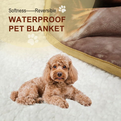 Waterproof Dog Blanket, Thick Reversible Soft Pet Blankets for Couch Bed Protection, Washable (Gray, 30"×40")
