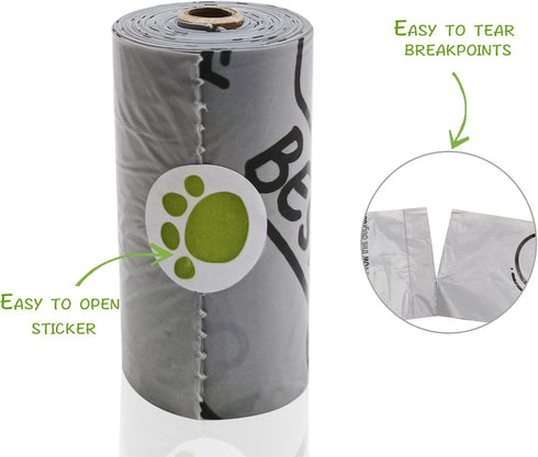 (180 Dog Poop Bags Holder with LED Flashlight|Pet Waste Bags Dispenser for Leash|Doggie Potty Bags Container