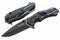 SZCO Supplies 8'' Police Flag Assisted Open Liner Lock EDC Folding Knife - Black/Blue (300552-PO)
