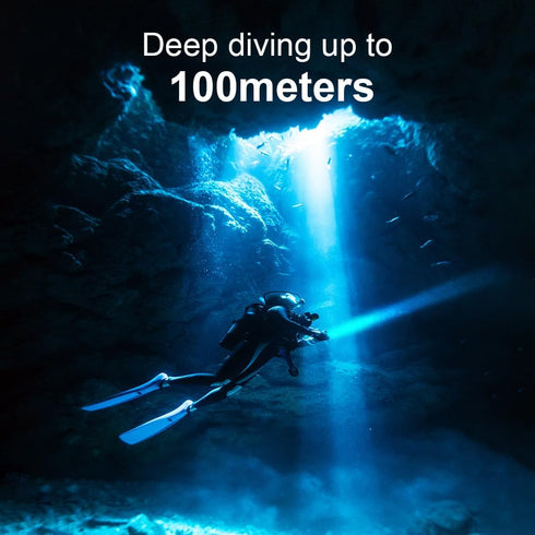 Scuba Diving Flashlight, 10000 Lumen IPX8 Waterproof Snorkeling Light, Rechargeable with 3 Modes
