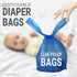Baby Diaper Bag Disposable (500 Count, Blue), Fresh Baby Powder Scented Easy Tie Handles Bulk Diaper Sacks