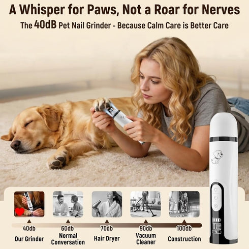 2026 3 Speeds,2000mAh Upgrade Silent Groom Pro Nail Grinder,Silent Groom Pro for Dogs,with LED Light & Battery,Quick