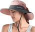 ZOORON Women's Wide Brim Ponytail Safari Sun Hat, UV Protection Outdoor Bucket Hat