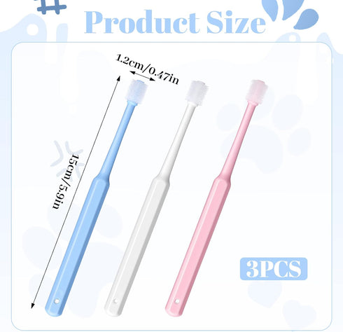 Yuanchu 3 Pack 360 WJIAAA Small Cat Dog Toothbrush, Degree Soft Silicone Pet Toothbrush Cat Dental Care Dog Oral