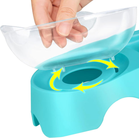 MILIFUN Elevated Tilted Cat Bowls, Anti Vomiting Kitty Bowls for Indoor Cats, Orthopedic Design (Blue)