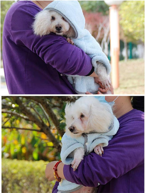 HongGun 3 PC Pet Bathrobe, Dog Bath Towel Microfiber Fast Drying Super Absorbent Dog Pajamas with Hooded Dog Coats