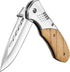 Folding Pocket Knife, 3.46" Sharp Blade, Olive Wood Handle, EDC Knife for Dad, Women, Tactical Gift