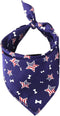 American Flag Square Bandanas Bibs for Dogs and Cats, Washable Kerchief Collar (Blue)
