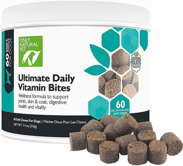Only Natural Pet Ultimate Daily Vitamins, Complete Multivitamin Supplement for Dogs, 60 Soft Chews