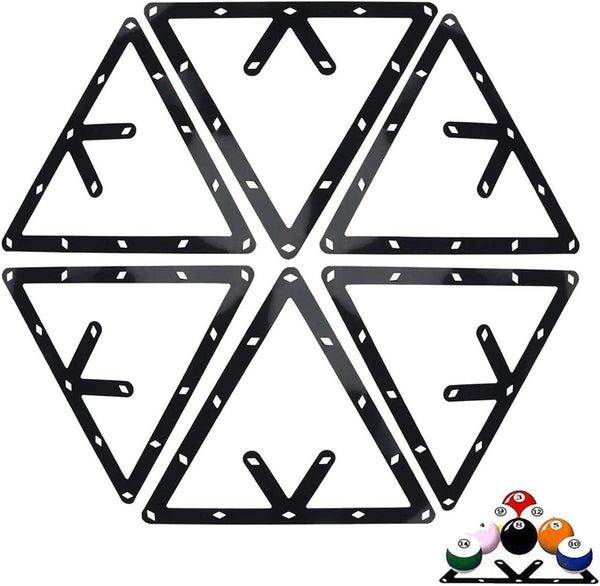 TIHOOD 6PCS Magic Ball Rack Holder Sheet Triangle Cue Accessories for 8, 9, 10 Ball Combo Pack