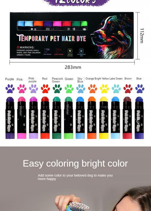 Temporary Pet Hair Dye, Non-Toxic Washable Dog Hair Dye for Creative Grooming and Marking Pets