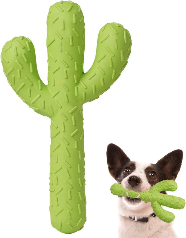 MewaJump Tough Rubber Dog Chew Toys for Aggressive Chewers, Cactus Dog Toys for Medium/Large Dog Training