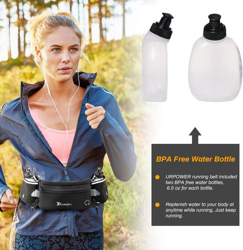 Number-one Running Belt with Water Bottles, 2 x 175ML, Hydration Belt Waterproof Waist Pack for Marathon Running