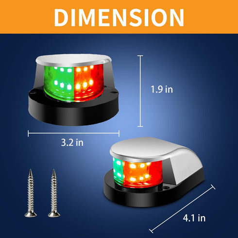 LIGHTBOSS IP67 Yacht(2PCS Boat Navigation Lights, Navigation Lighting for Boats LED, Waterproof Boat Lights Bow