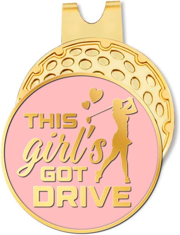 Hafhue Pink Gold Golf Ball Marker with Hat Clip - Funny Golf Accessories for Women, Gifts for Golf Lovers