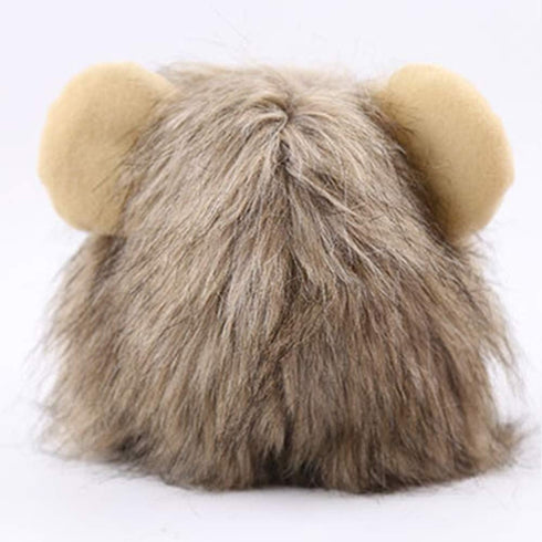 Halloween Cat Lion Mane Wig Costume - Adjustable Washable Funny Pet Puppy Dress Up Hat for Holiday Photo Shoots, Size L