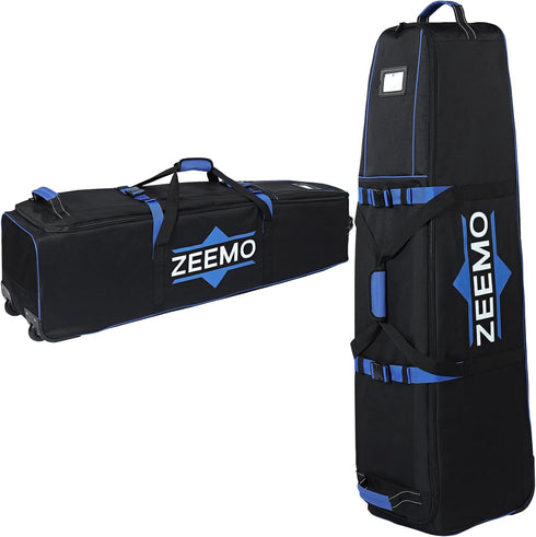 ZEEMO Golf Travel Bag, Full-Open Wheeled Airline-Approved Case for Golf Clubs, Waterproof Cover in Black