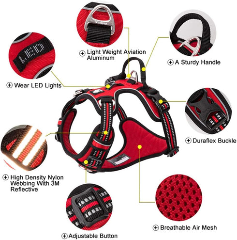 TRUE LOVE No Pull Dog Harness, Adjustable Reflective Pet Harness in Brilliant Colors, Truelove TLH56512 Black