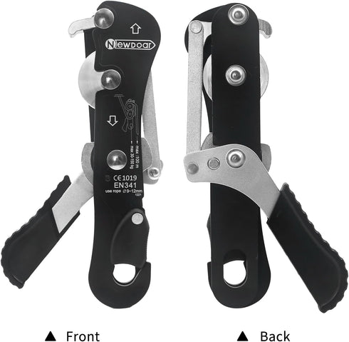 NewDoar Climbing Stop Descender Rappelling Belay for Ropes 10-12mm, CE Certified for Novices, Rescue & Arborist
