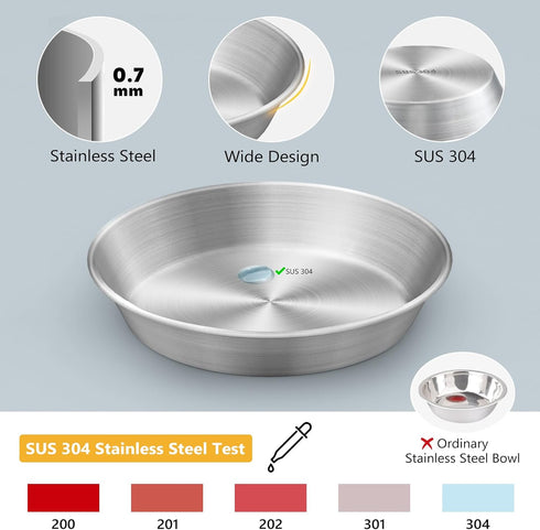 5.9'' Wide Whisker Friendly Cat Bowl, 304 Stainless Steel Bowls Set, 2 Pcs Shallow Metal Dish for Cats