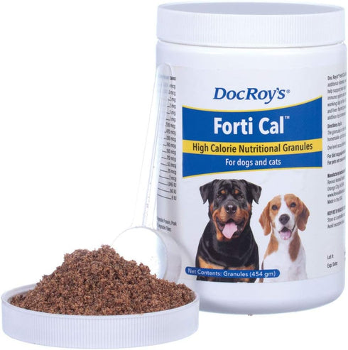Doc Roy's Forti Cal: High Calorie Nutritional Energy Supplement for Dogs, Cats, Puppies & Kittens, 454 gm Granules