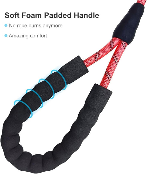12FT / 20FT Anti-Choke Long Training Lead, Reflective Nylon No Pull Leash for Medium Large Dogs, 3/8" Thick Slip Rope