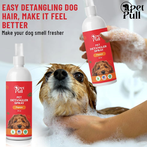 Detangler Spray - Dog Grooming Puppy Detangler Spray for Knots, Mats, and Tangles - Papaya Scent - Made in The USA (16