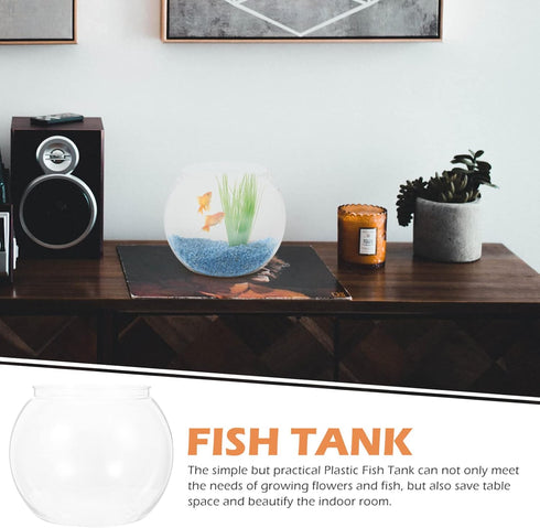 Ipetboom 1PC Desktop Fish Tank Hydroponic Container for Betta Fish, Acrylic Fish Bowl Decor, 19.5x18cm