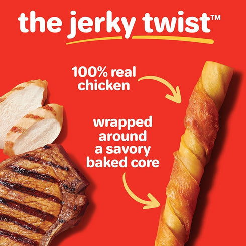 8 Count Hartz Oinkies Jerky Twists with Naturally Smoked Pork & Real Chicken Breast Dog Treats, Highly Digestible Long