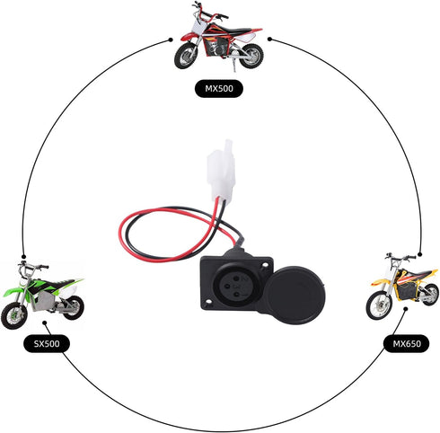 MX650 MX500 SX500 3 2 KAMIER XLR Charger Port for Razor Mcgrath Dirt Rocket Bike EcoSmart Metro Kids Electric Scooter