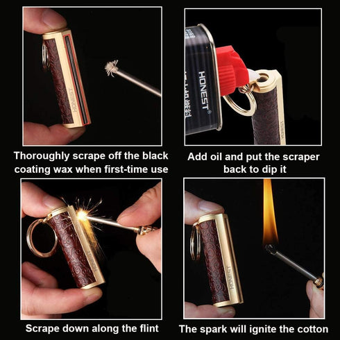 Permanent Match Keychain Lighter, Matchstick Flint Fire Starter for Outdoor Camping, Emergency Survival Gear