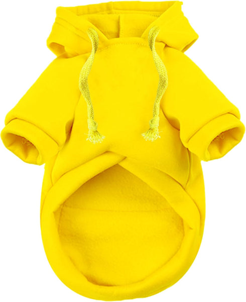 Jecikelon Cold Weather Coat for Small Dogs, Winter Dog Hoodie with Pocket, Y02-Yellow (Small)