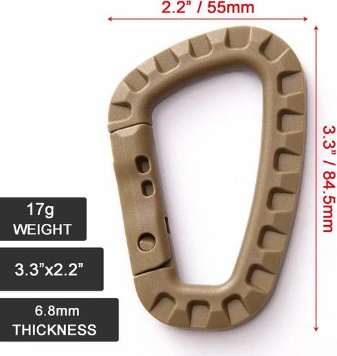 Tactical Gear Clips Plastic Carabiner Keychain Clip D-Rings for Backpack Molle System Bag Key Chain