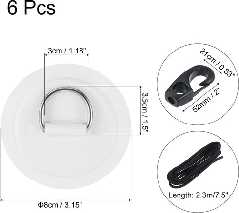 PATIKIL D-Ring Patch - Stainless Steel D-Ring PVC Patch Pad with Elastic Cords and Hooks for Inflatable Boat Paddle