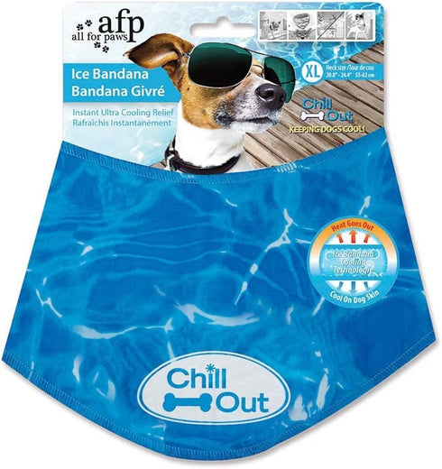 ALL FOR PAWS Cooling Neck Wraps for Dogs, Ice Dog Bandanas, Chill Out Blue Dog Collar, Neck Cooler for Dogs and Cats
