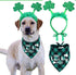 St Patricks Day Dog Costume - Green Shamrock Headband and Buffalo Plaid Pet Bandana