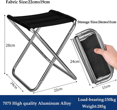 HomeTow 10"x 5"(24Ccmx11cm) Portable Chair Camping Folding Chairs Fishing Stool for Travel Use Camping Fishing Hiking